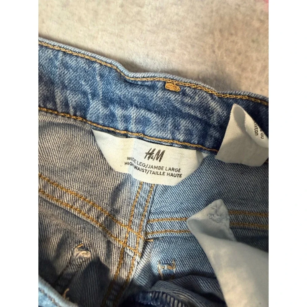 HM Girls Wide Leg High Waist Jeans Light Wash Blue Denim Size 12 US